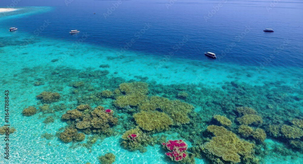 Fototapeta premium Aerial View of Stunning Coral Reefs .