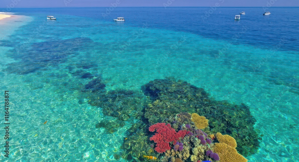 Fototapeta premium Aerial View of Stunning Coral Reefs .