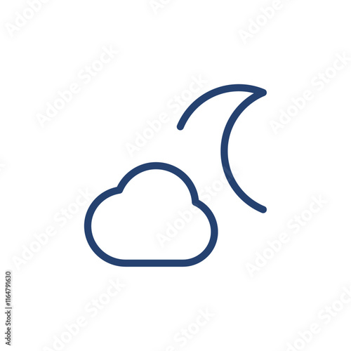 Cloud moon icon Outline icon sign