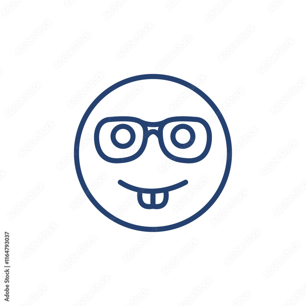 Nerd face icon Outline icon sign Nerd face icon Outline icon sign