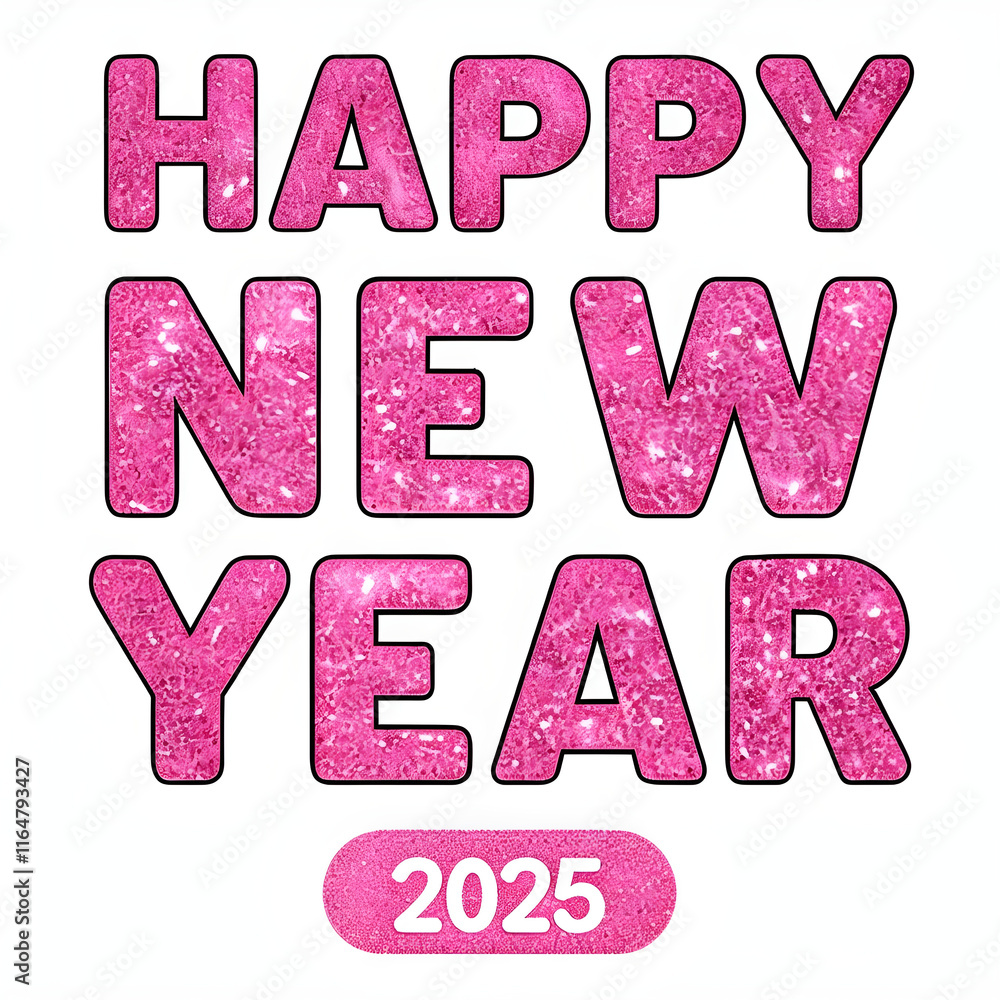 Sparkling Pink 2025 Happy New Year Greeting Sparkling Pink 2025 Happy New Year Greeting