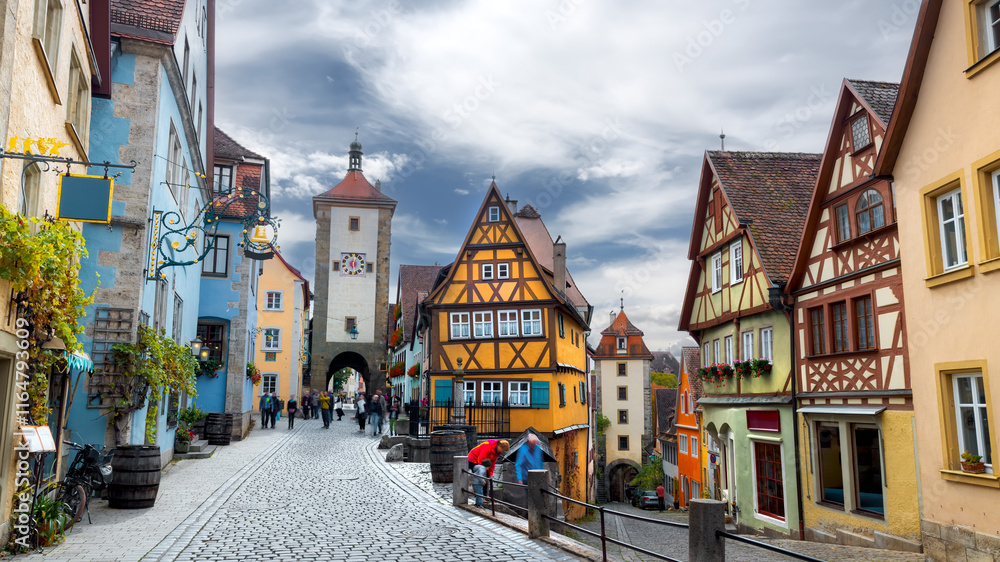 Naklejka premium A wonderful view of historic town of Rothenburg Ob der Tauber. Bavaria, Germany