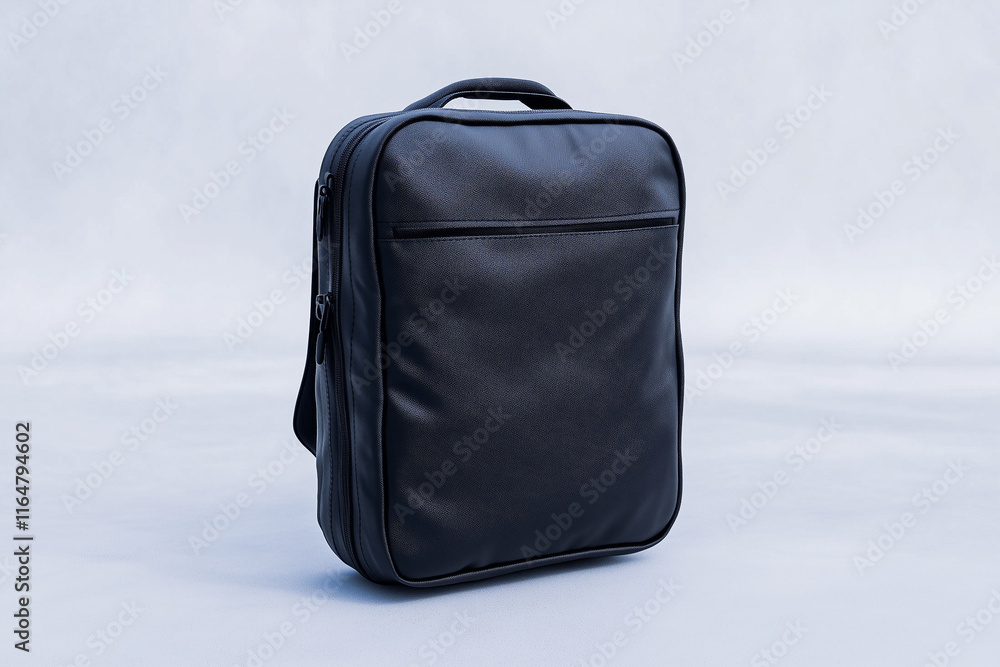 Naklejka premium Black Rectangular Backpack with Top Handle and Zippered Compartments