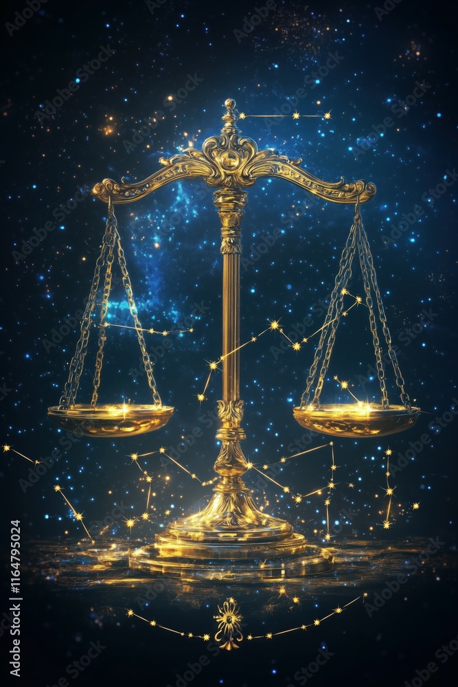 Libra or the Scales astrological sign with constellations around it Libra or the Scales astrological sign with constellations around it
