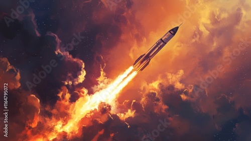Rocket Launch Through the Cosmos