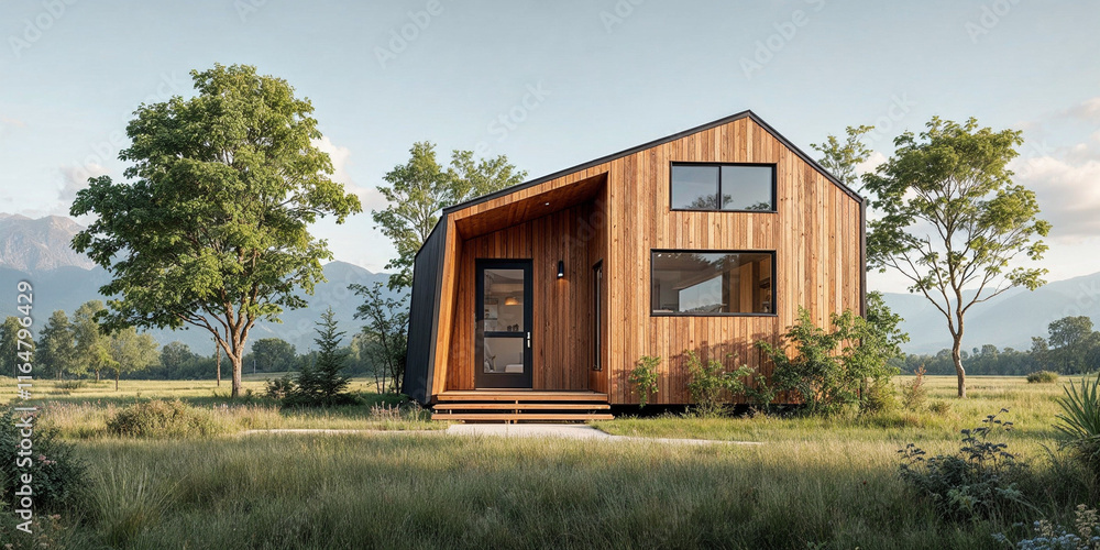 Concept photo of cabin house exterior, tiny house exterior Concept photo of cabin house exterior, tiny house exterior