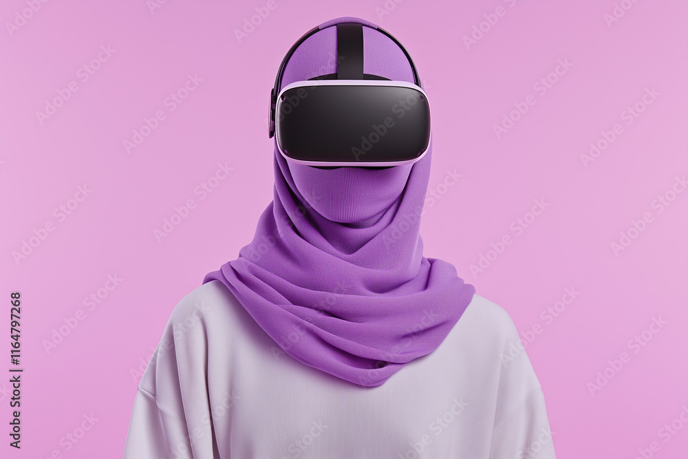 Person in Hijab Using Virtual Reality Headset Person in Hijab Using Virtual Reality Headset