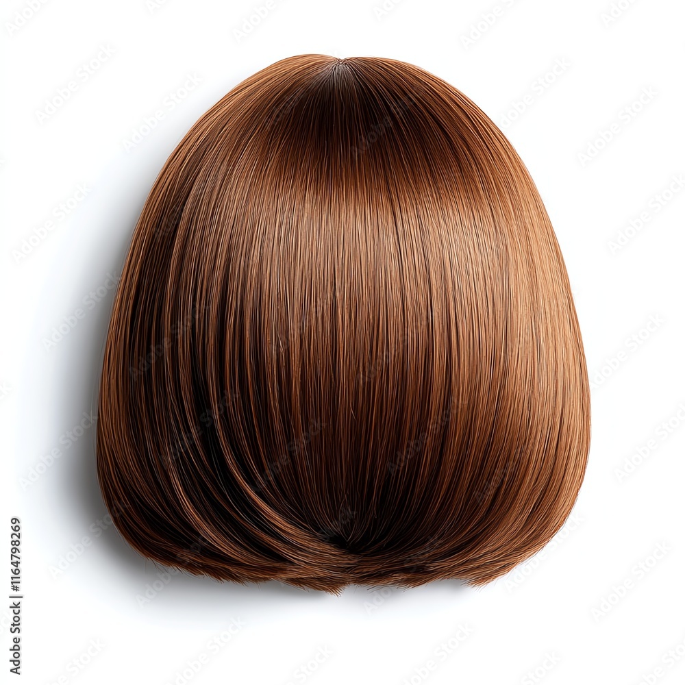 Smooth brown hair, stylish bob cut, white isolated background. Smooth brown hair, stylish bob cut, white isolated background.