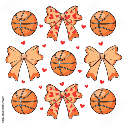 Basketball valentine coquette bow svg ,png, Basketball player svg, Basketball Name svg, Basketball Team svg, Coquette bow basketball svg png
