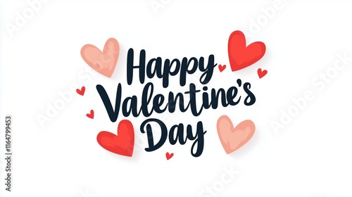 Wallpaper Mural Happy Valentine's Day with Red and Pink Hearts in Illustration Style Torontodigital.ca