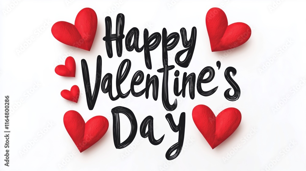Valentine's Day greeting with red hearts on a white background Valentine's Day greeting with red hearts on a white background