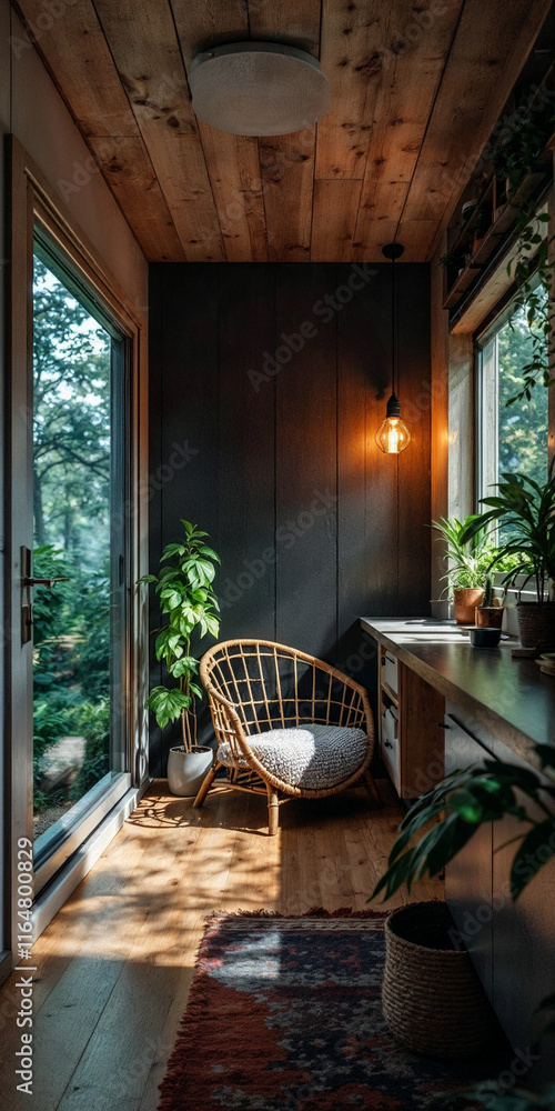 Fototapeta premium Concept photo of cabin house interior