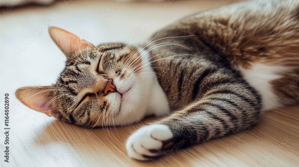 Cozy Cat Lounging in Sunlit Room Cozy Cat Lounging in Sunlit Room