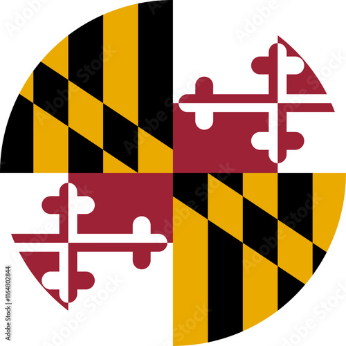 Maryland Circle Flag, Circle Flag of Maryland, USA, Vector Images