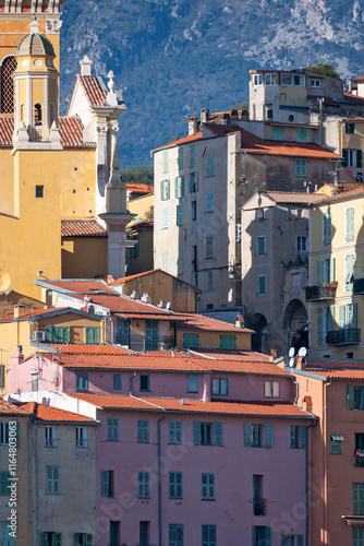 Panorama of The Old town of Menton, France