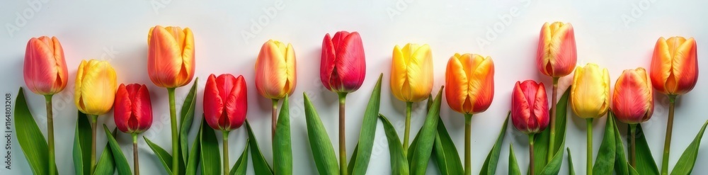 Vibrant tulip flowers arranged in a simple composition , flower, spring Vibrant tulip flowers arranged in a simple composition , flower, spring