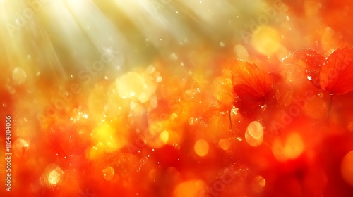 Autumnal Leaves Glistening In Sunlight