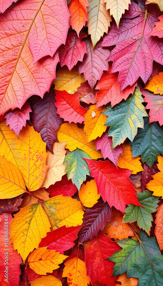 Vibrant Autumn Leaf Tapestry: Nature's Colorful Transition Captured in Detail, with white tones Vibrant Autumn Leaf Tapestry: Nature's Colorful Transition Captured in Detail, with white tones