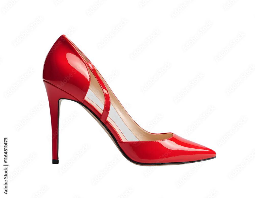 Elegant Red High Heel Shoe with Open Toe Design
