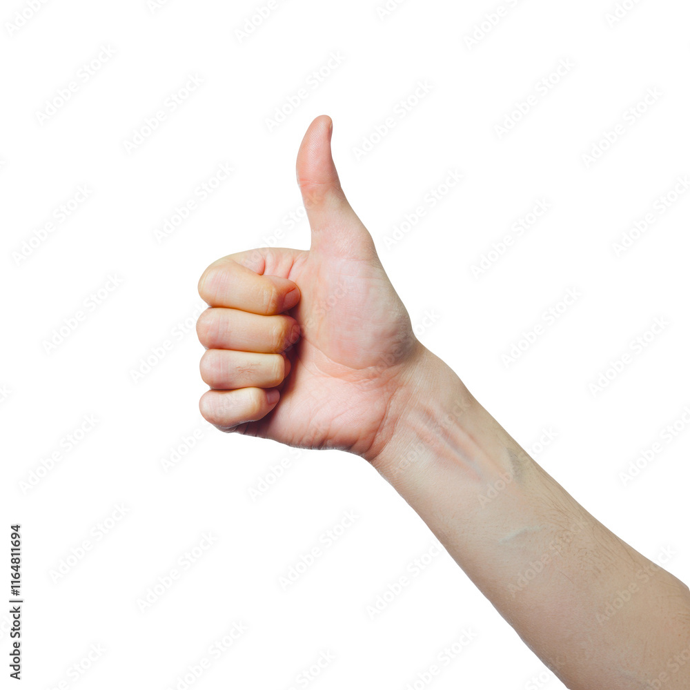 High-Quality PNG thumbs up hand gesture on white background High-Quality PNG thumbs up hand gesture on white background