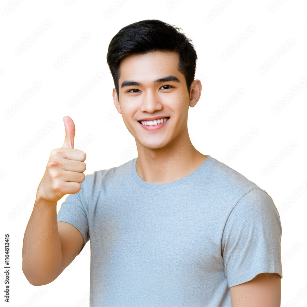High-Quality PNG smiling man giving thumbs up gesture on transparent background High-Quality PNG smiling man giving thumbs up gesture on transparent background