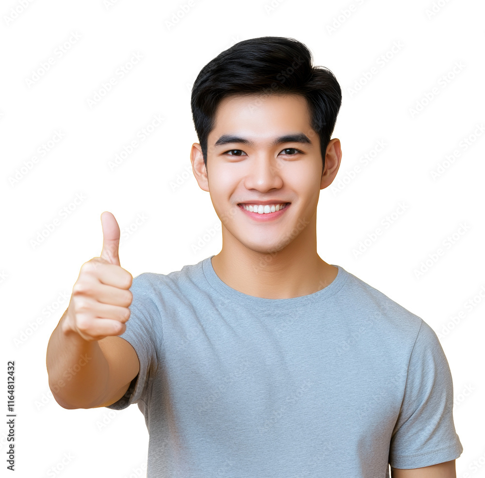 High-Quality PNG smiling man giving thumbs up gesture on transparent background High-Quality PNG smiling man giving thumbs up gesture on transparent background