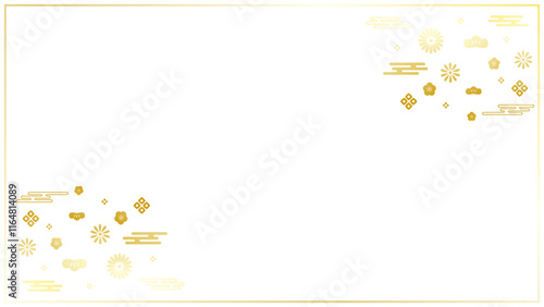 お正月に使える金色の和柄グラデーション枠