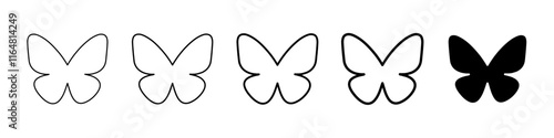butterfly icon Simple thin line logo set
