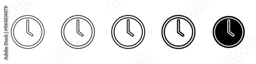clock icon Simple thin line logo set