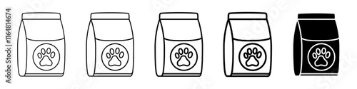 dog food bag icon Simple thin line logo set