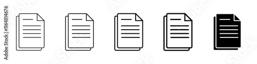 documents icon Simple thin line logo set