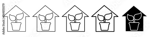 green house icon Simple thin line logo set