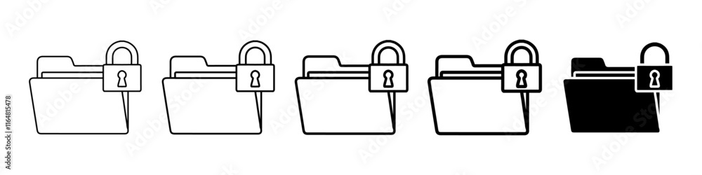 lock folder icon Simple thin line logo set lock folder icon Simple thin line logo set