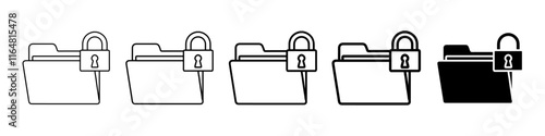 lock folder icon Simple thin line logo set