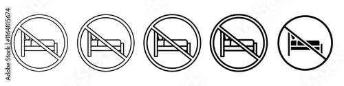no bed icon Simple thin line logo set