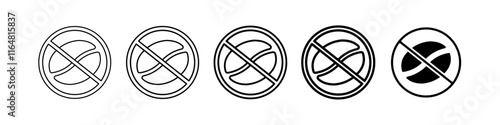 no coffee bean icon Simple thin line logo set