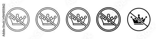 no crown icon Simple thin line logo set