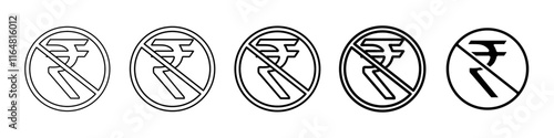 no indian currency icon Simple thin line logo set