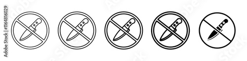 no knife icon Simple thin line logo set