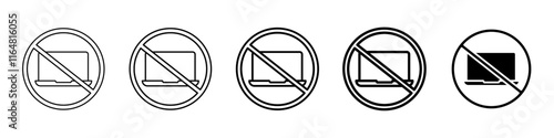 no laptop icon Simple thin line logo set