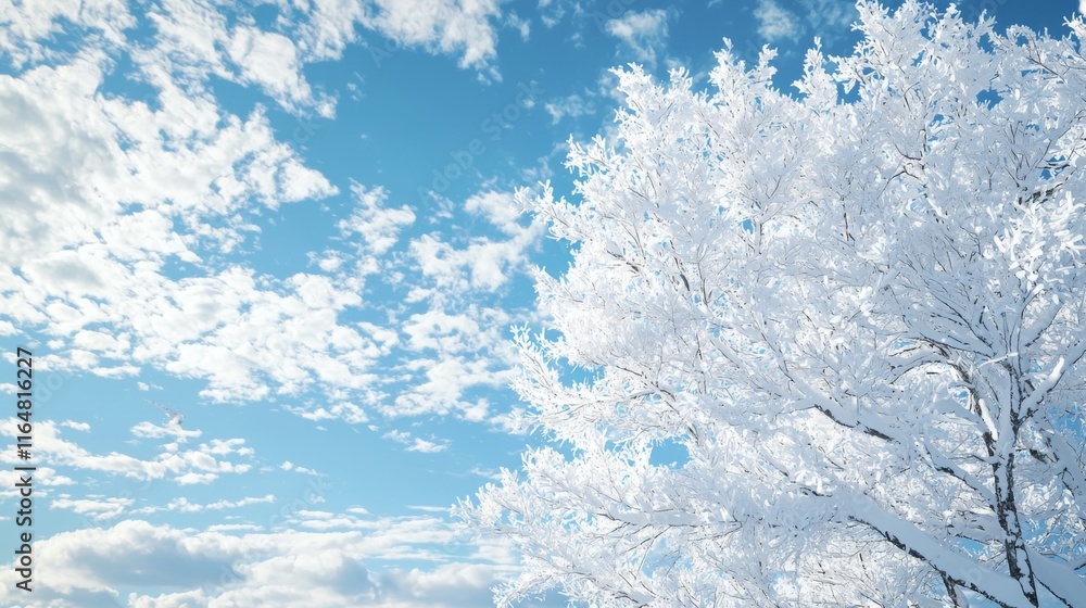 Fototapeta premium Stunning Winter Landscape Snow Covered Tree Blue Sky