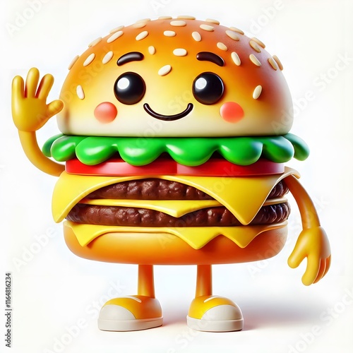 Whimsical cartoon burger character illustration