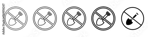 no shovel icon Simple thin line logo set