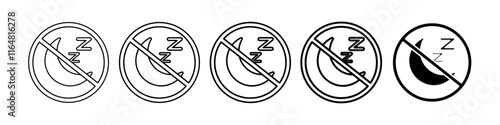 no sleep icon Simple thin line logo set