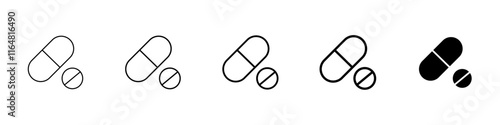 painkiller icon Simple thin line logo set