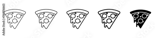 Schilderij op canvas pizza icon Simple thin line logo set