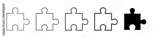 puzzle icon Simple thin line logo set