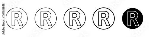 registered icon Simple thin line logo set