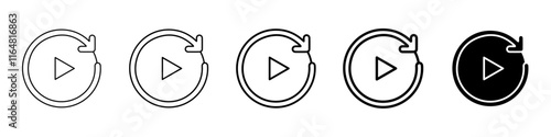 replay icon Simple thin line logo set