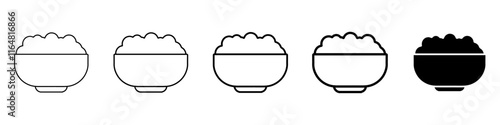 rice bowl icon Simple thin line logo set